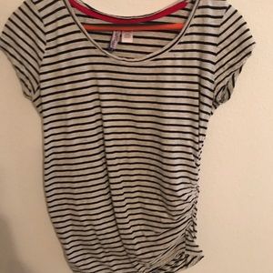 White and black striped maternity t shirt